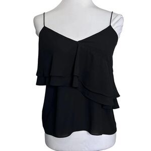 𝅺j.crew Top Black‎ Ruffle Tank Size 0